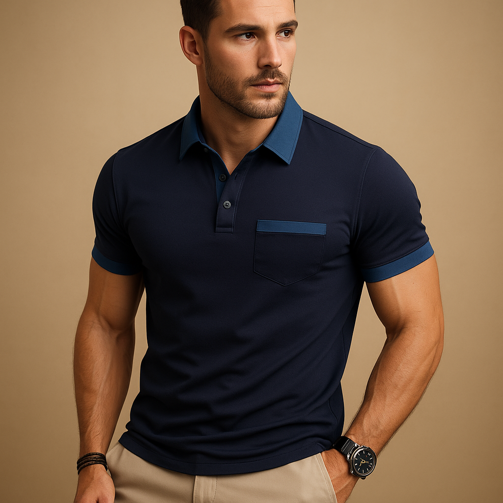 Classic short sleeve polo shirt for men with collar and button closure, available in multiple colors. Ideal for casual, office, or semi-formal wear.
