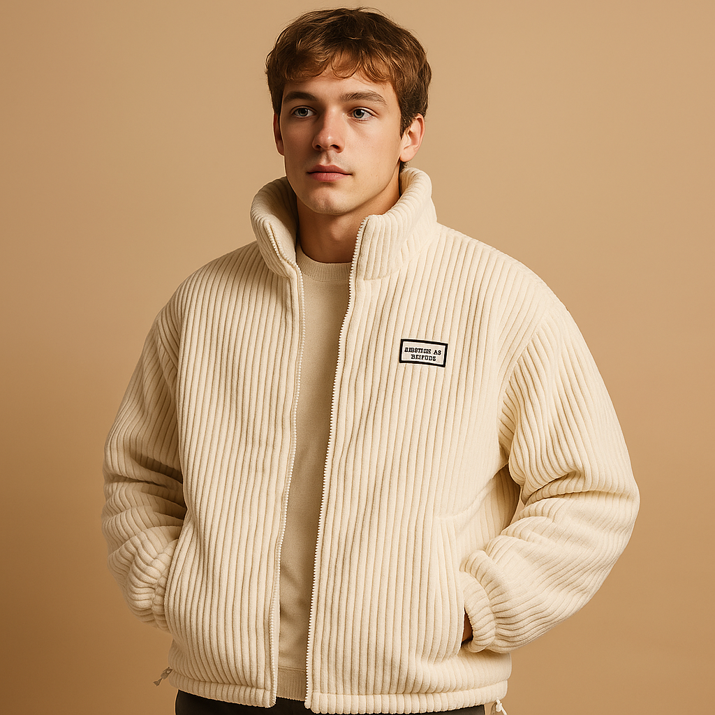 Men’s corduroy jacket with soft cotton lining, ideal for cold days, casual outfits, and autumn or winter wear.