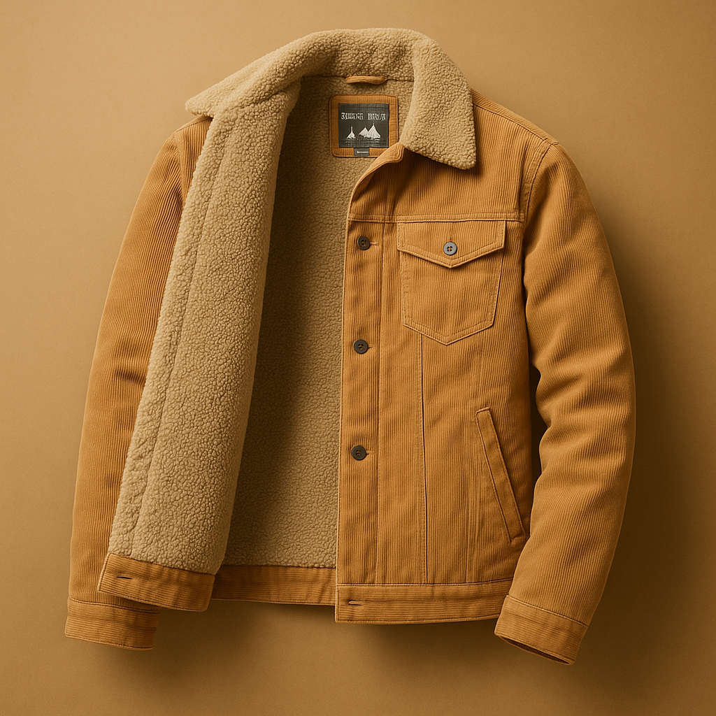 Men’s corduroy jacket with slim modern fit, available in khaki, coffee, green, and grey — ideal for casual and formal occasions.
