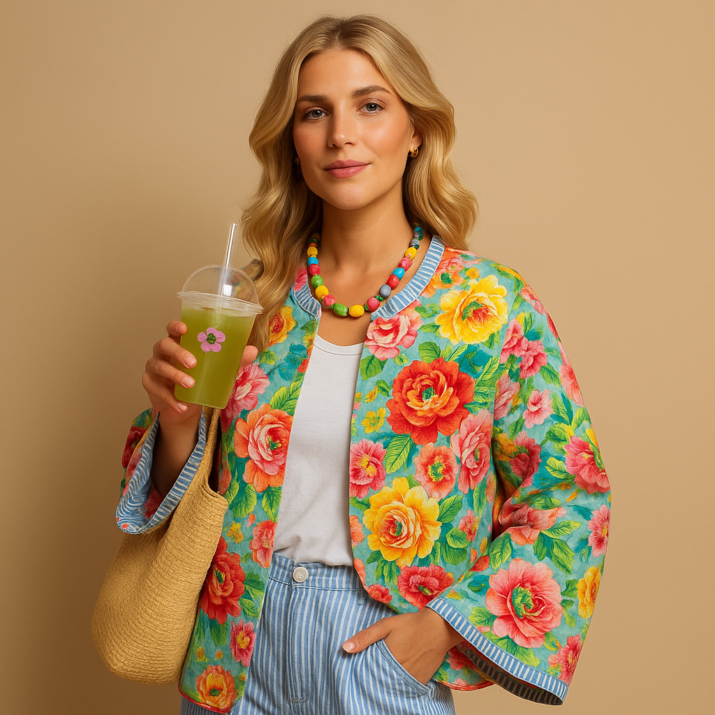 Women’s cotton coat with slim fit, button closure, and eye-catching prints. Perfect for casual outings or adding style to everyday outfits.