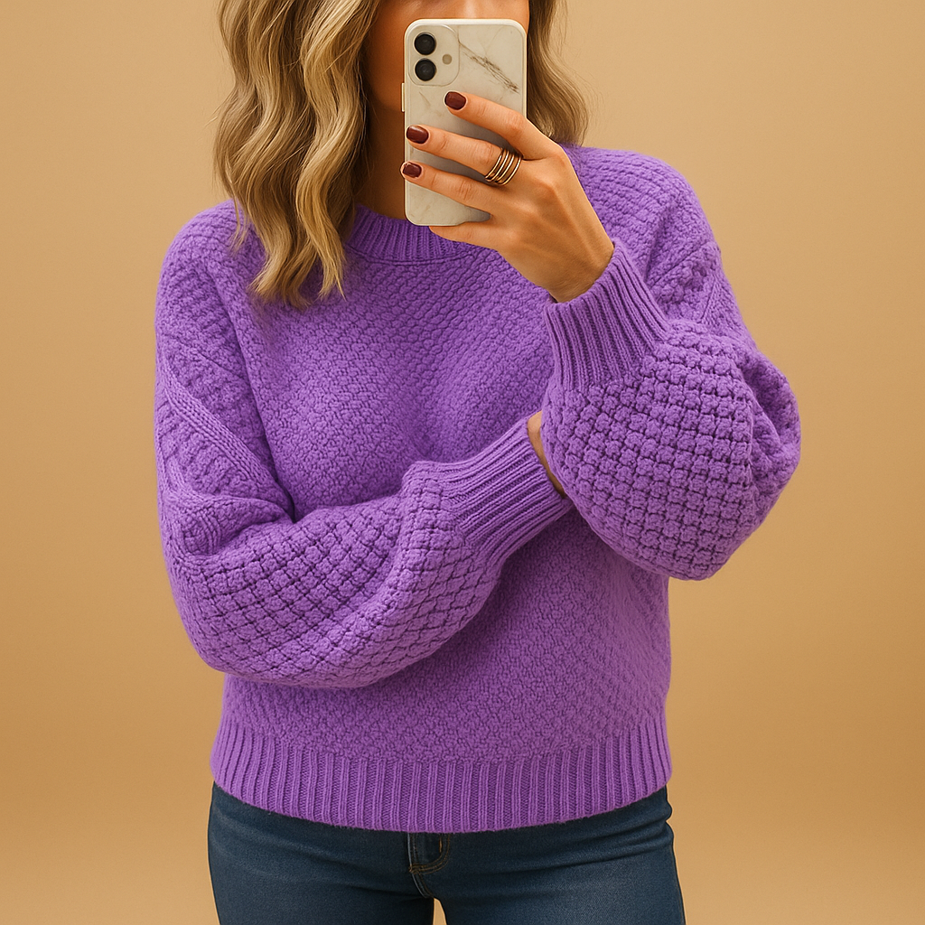 Women’s elegant knitted sweater with classic fit, warm lightweight fabric, and versatile design. Perfect for casual or formal winter outfits.
