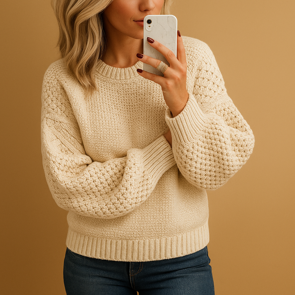 Women’s elegant knitted sweater with classic fit, warm lightweight fabric, and versatile design. Perfect for casual or formal winter outfits.