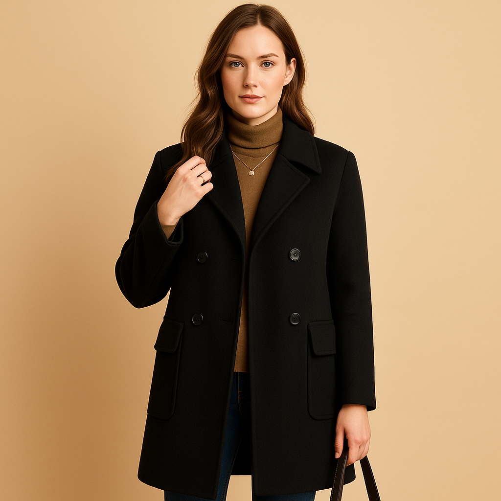 Elegant long coat for women with soft fabric and minimalist design, perfect for spring, autumn, and winter looks.