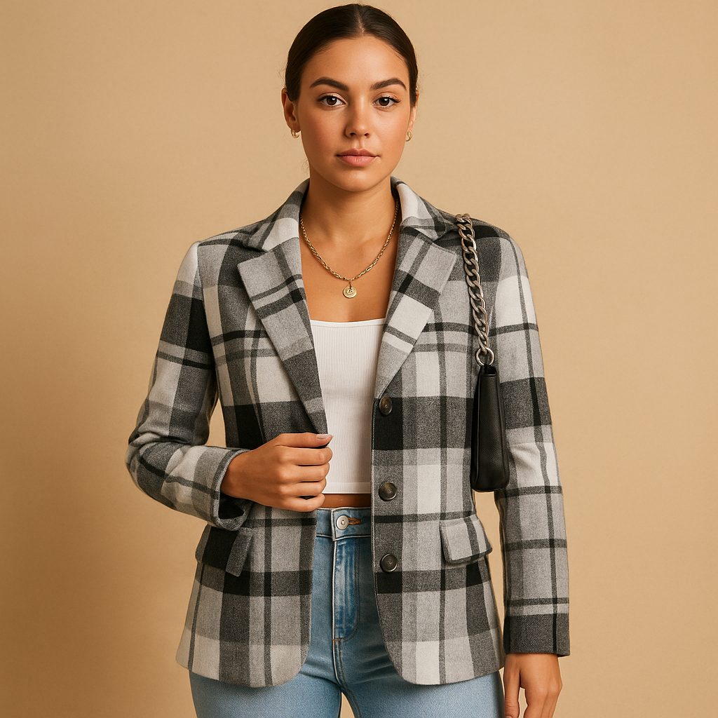 Women’s elegant open-front blazer with a flattering silhouette and breathable lining, ideal for work, casual days and evening wear.