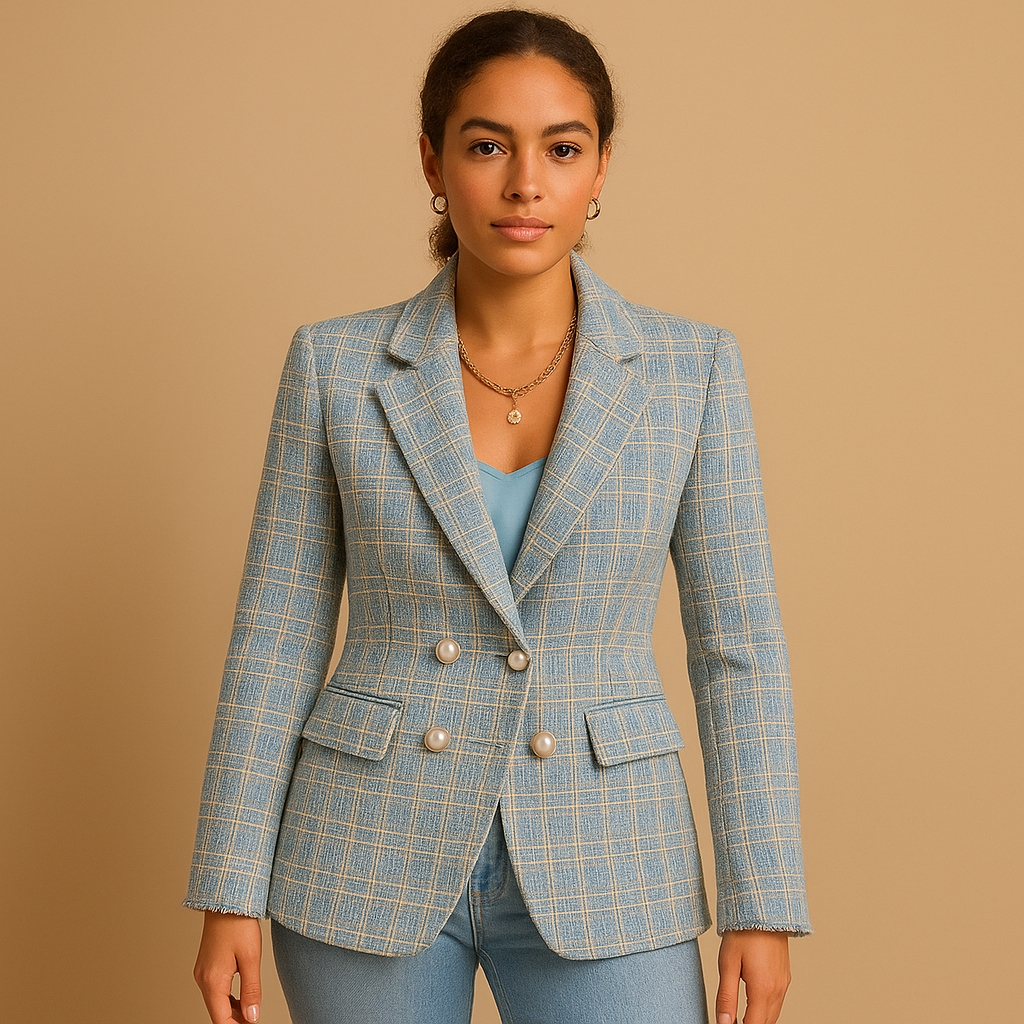 Women’s elegant structured blazer with a classic tailored cut, ideal for office days, business meetings and formal occasions.
