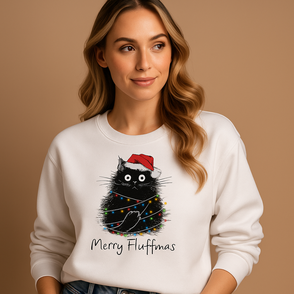 Festive Christmas sweater for women with relaxed fit and playful holiday pattern, perfect for family gatherings, Christmas parties, or cozy evenings.