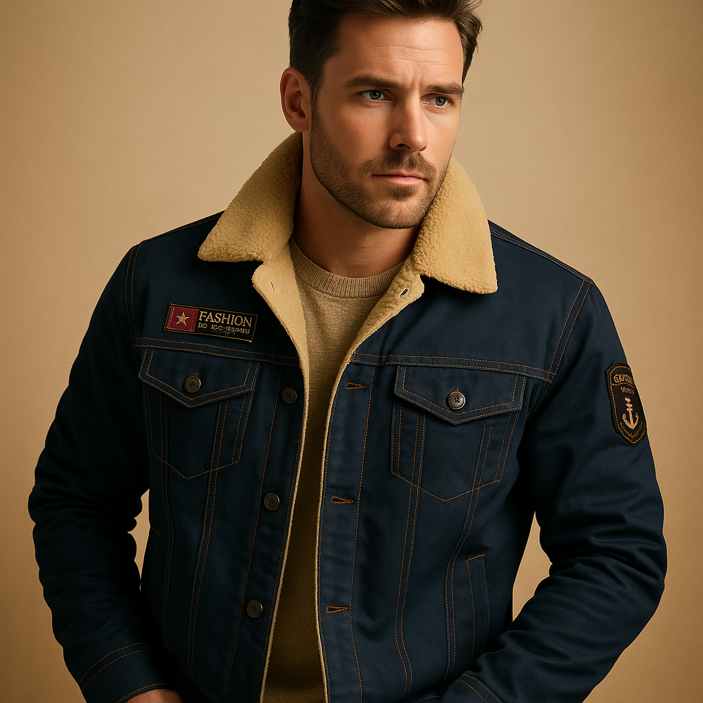 Men’s fleece motorcycle jacket with reinforced panels, warm and breathable design for cold-weather rides and casual wear.