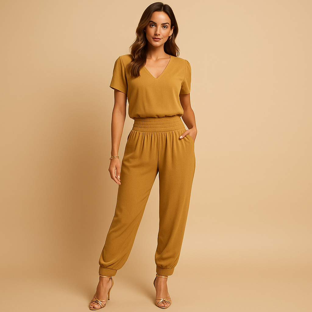 Women’s floral two-piece outfit with a printed top and matching pants, ideal for casual outings, holidays, and everyday wear.