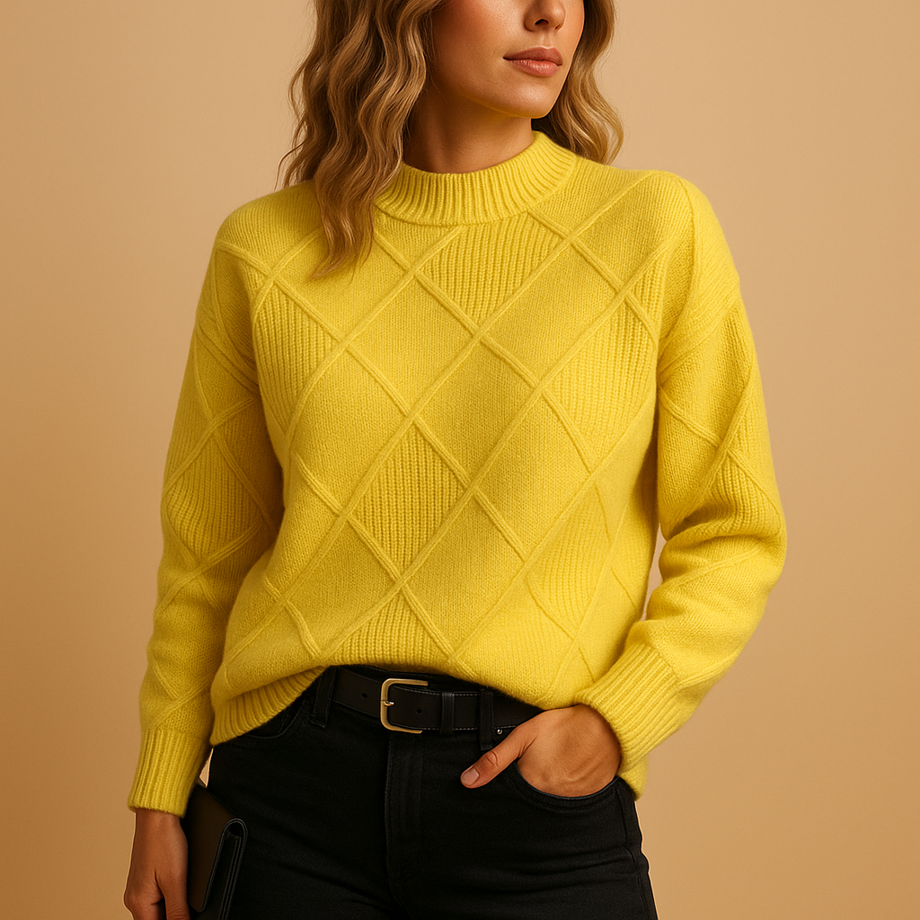 Women’s knitted turtleneck sweater with a modern silhouette, breathable fabric, and elegant fit. Perfect for year-round layering and casual wear.