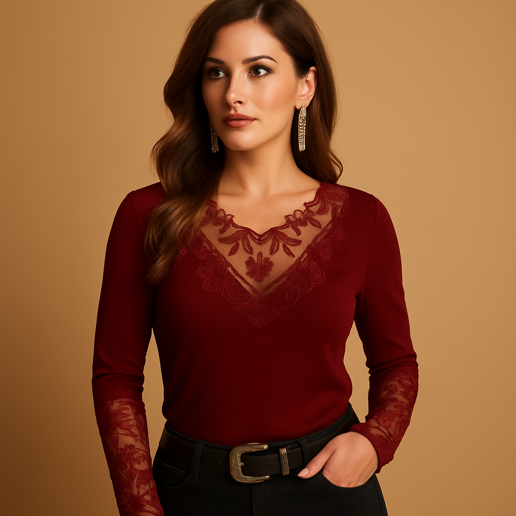 Elegant lace blouse for women with a flattering fit and breathable fabric, ideal for casual days or formal evening occasions.