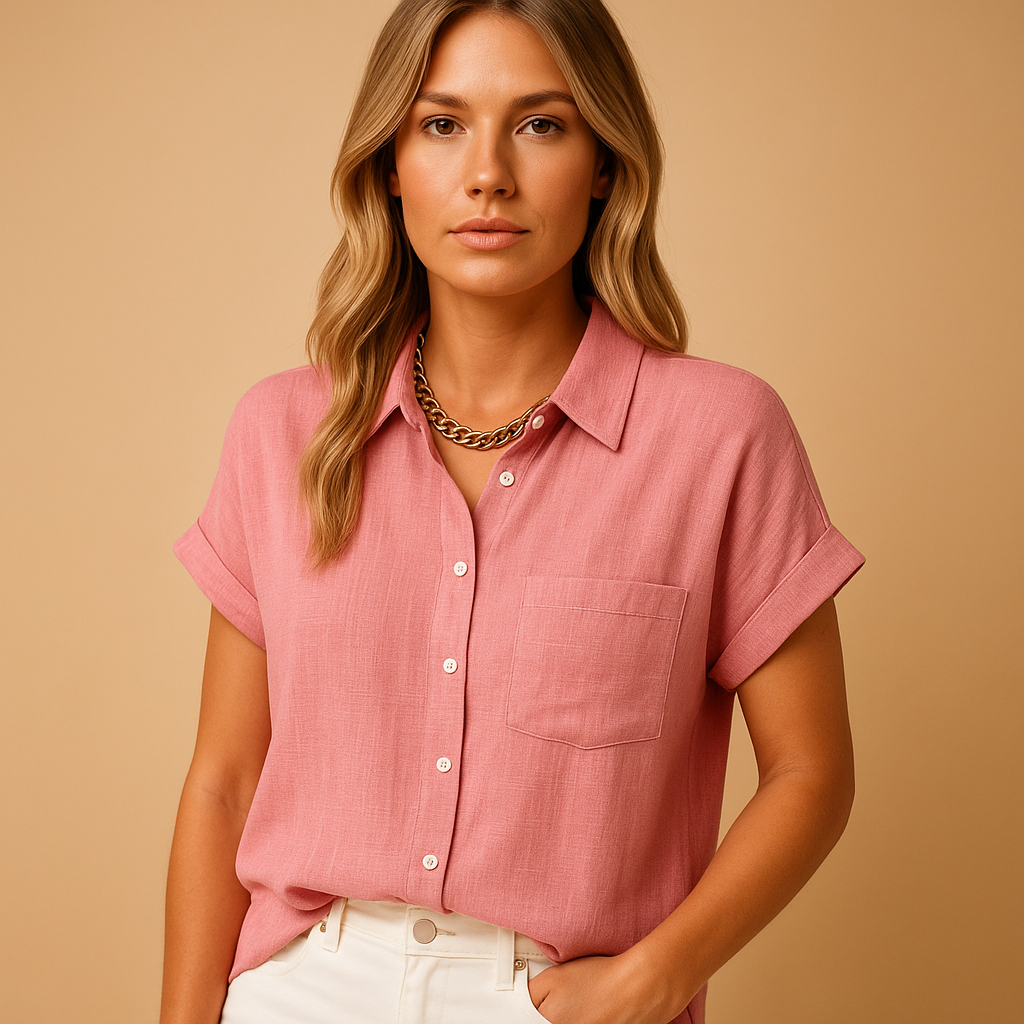 Light summer blouse for women with breathable fabric and casual-chic fit, ideal for warm days and stylish summer outfits.