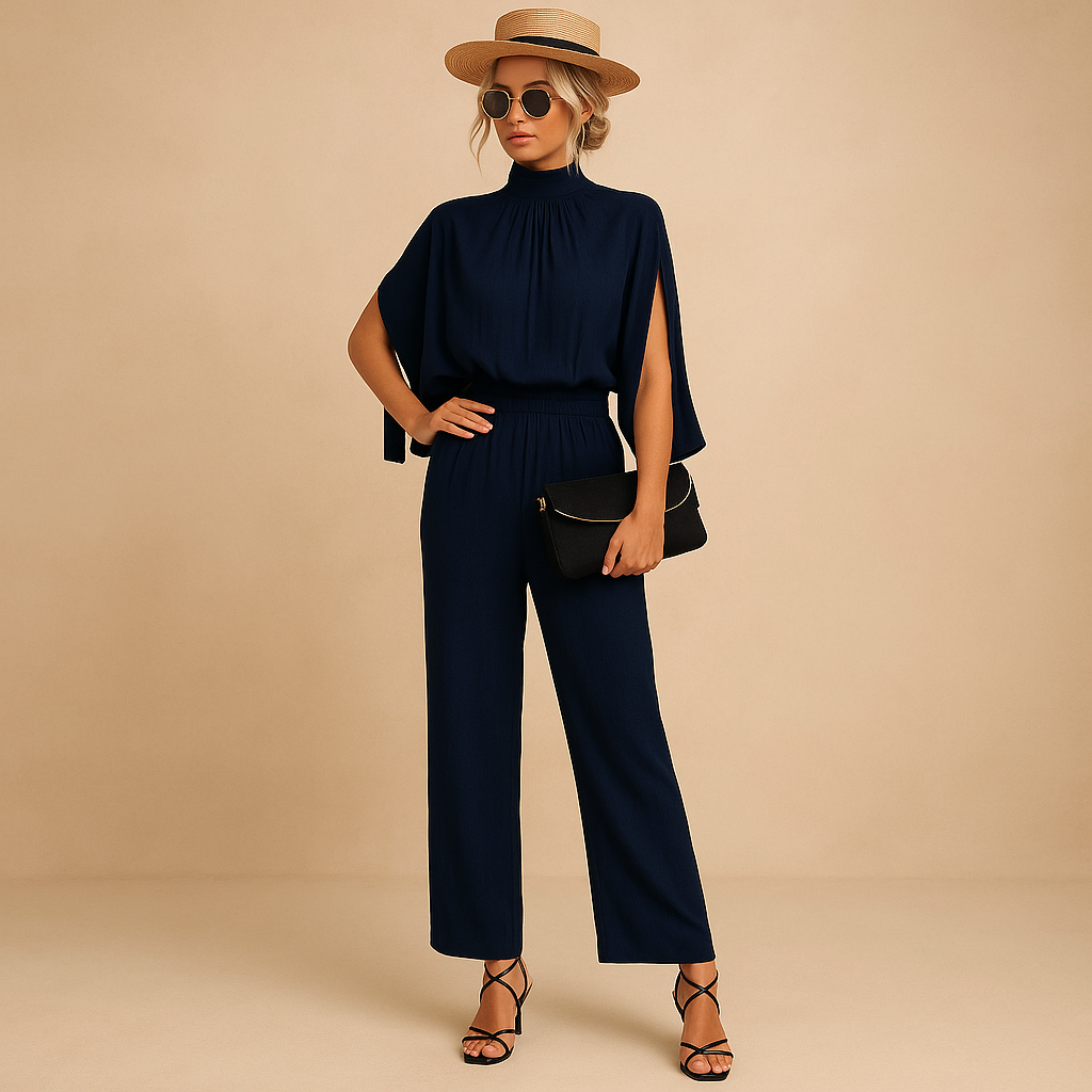 Light summer jumpsuit for women with adjustable straps, practical pockets, and a flattering fit, ideal for beach days or casual wear.