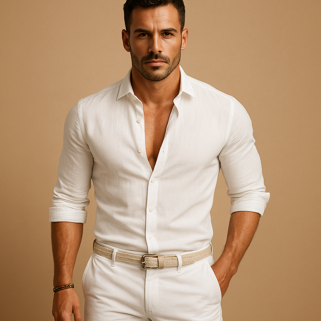 Men’s lightweight button-down shirt with refined cuffs, ideal for work, formal events, and casual wear.