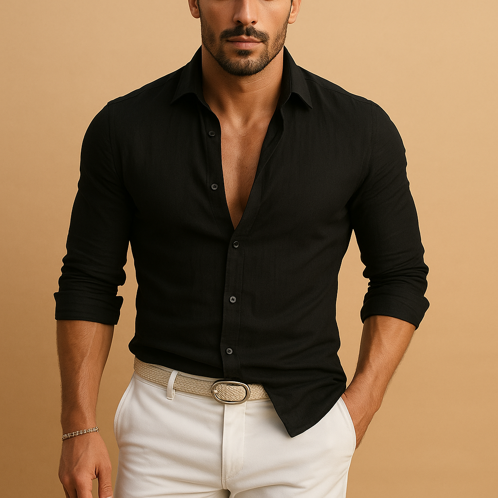Men’s lightweight button-down shirt with refined cuffs, ideal for work, formal events, and casual wear.