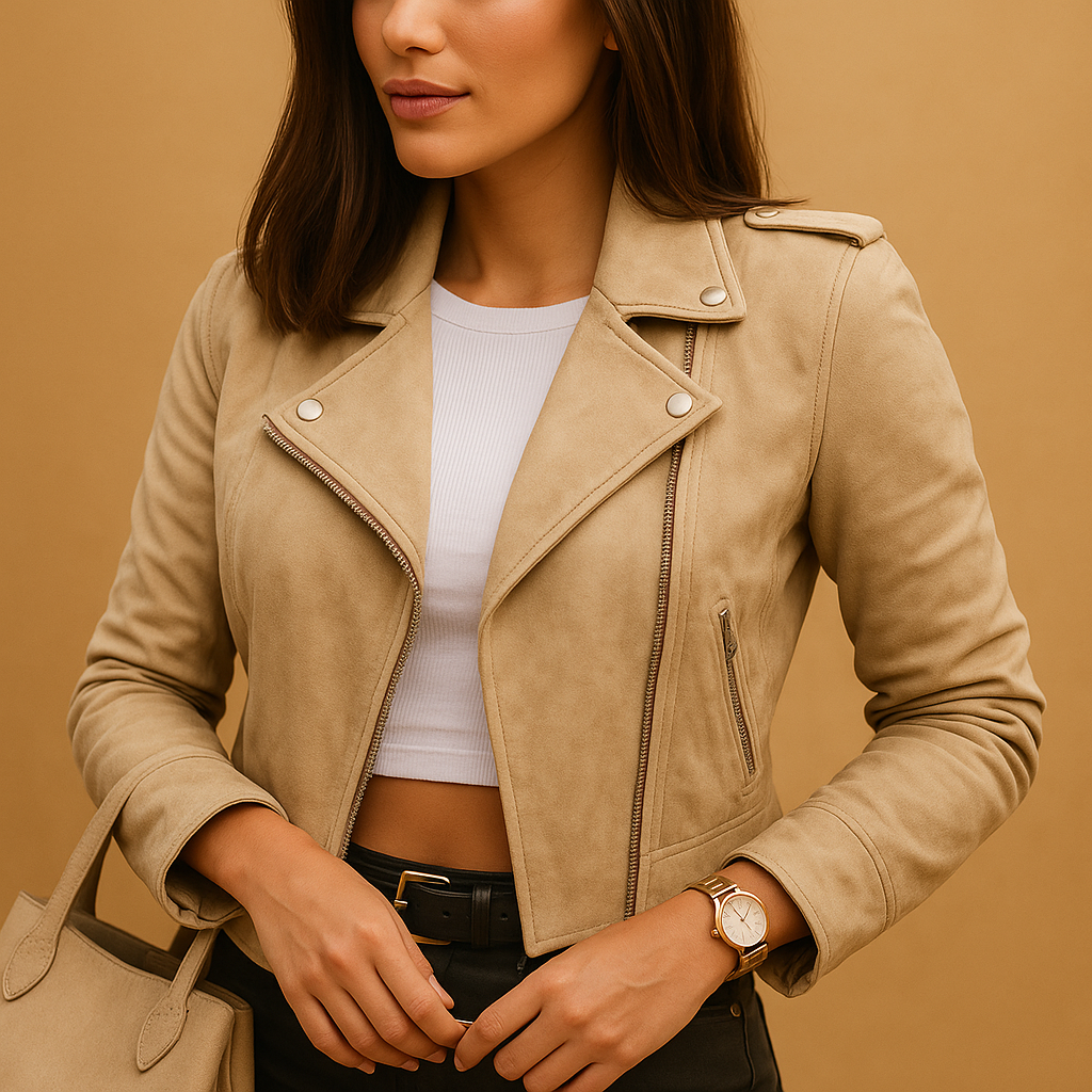 Sophia lightweight jacket for women with tailored fit, breathable fabric, zipper closure, and stand collar. Perfect for business and casual wear.