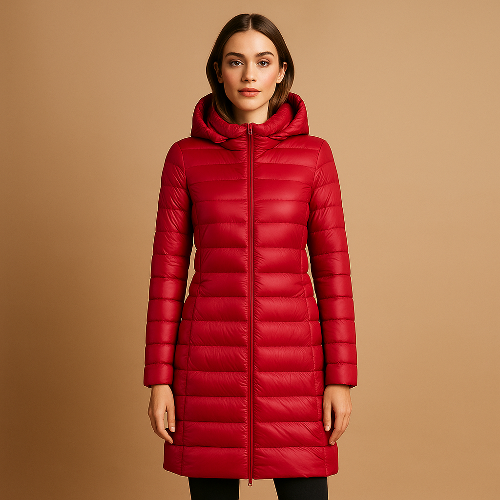 Lightweight padded jacket for women with long sleeves and a modern cut, perfect for winter days and in-between seasons.
