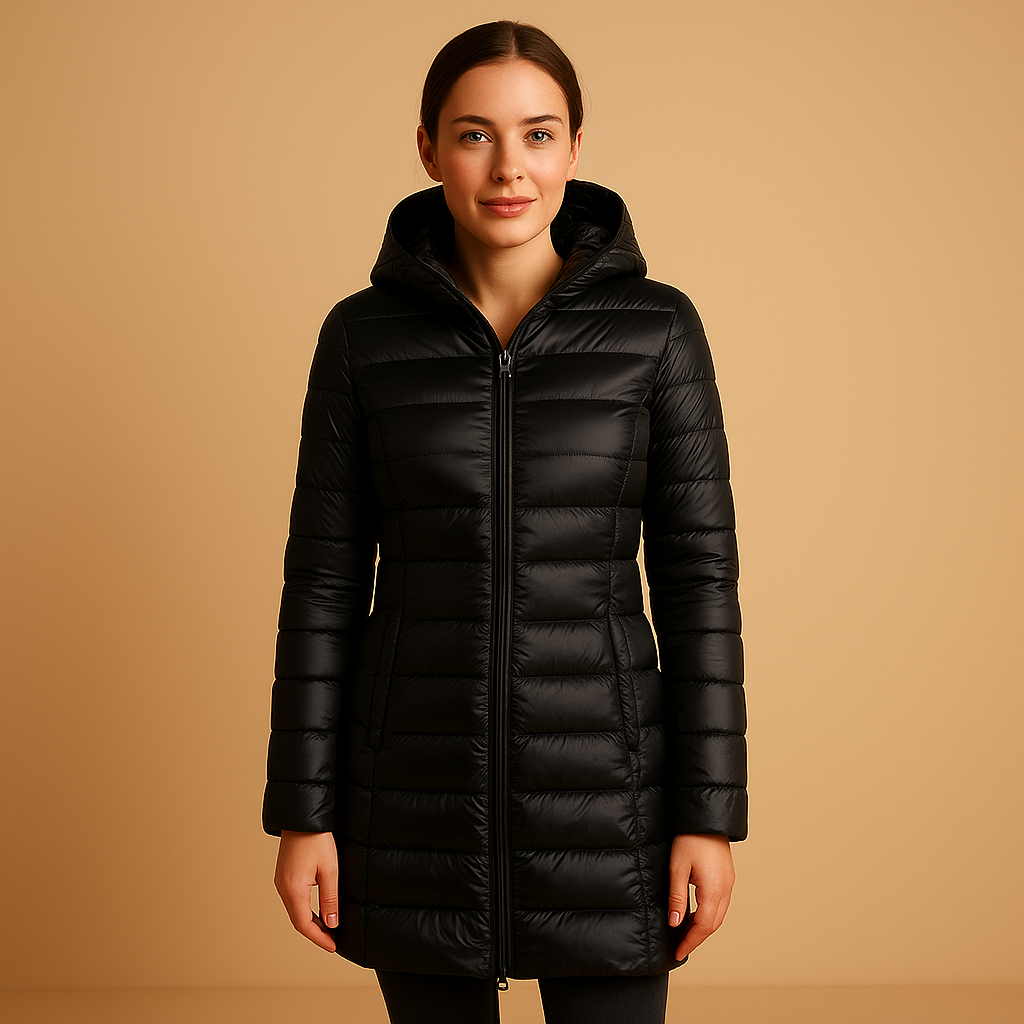 Lightweight padded jacket for women with long sleeves and a modern cut, perfect for winter days and in-between seasons.
