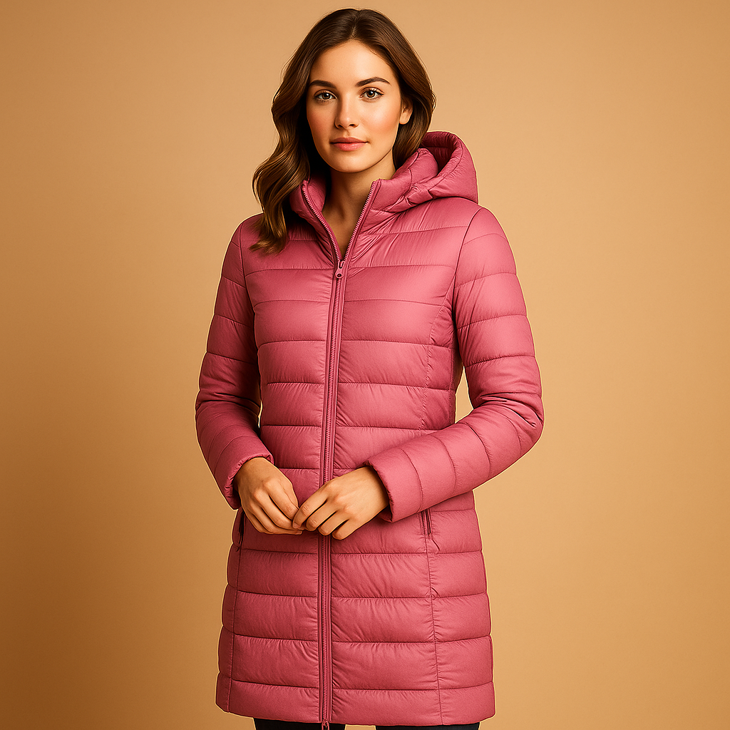 Lightweight padded jacket for women with long sleeves and a modern cut, perfect for winter days and in-between seasons.