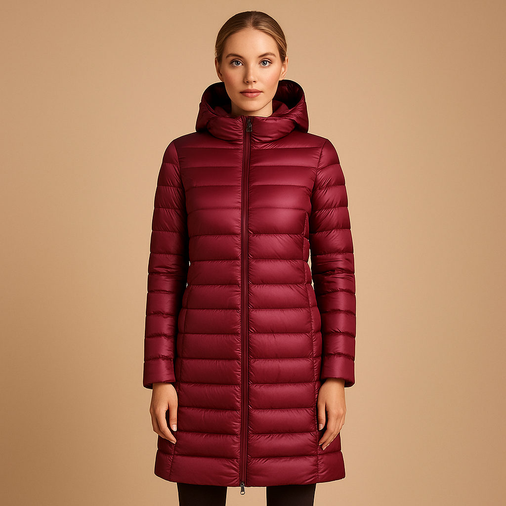 Lightweight padded jacket for women with long sleeves and a modern cut, perfect for winter days and in-between seasons.
