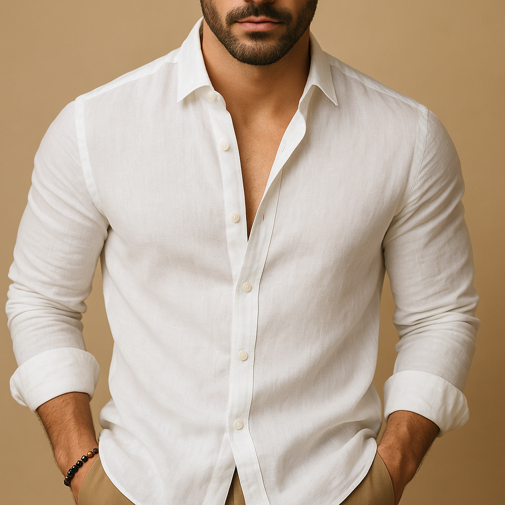 Lightweight relaxed fit shirt for men in green, white, blue, black, and pink with breathable fabric, ideal for summer workdays, weekends, and casual wear.