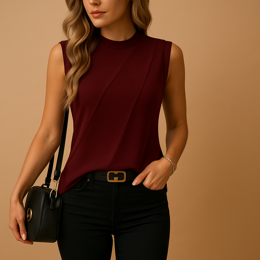 Lightweight women’s round neck t-shirt in solid colors, perfect for casual wear, warm days, or layering under a blazer.