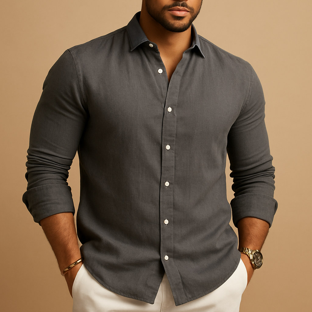 Men’s lightweight breathable shirt with classic fit, designed for casual wear, warm days, and formal occasions.