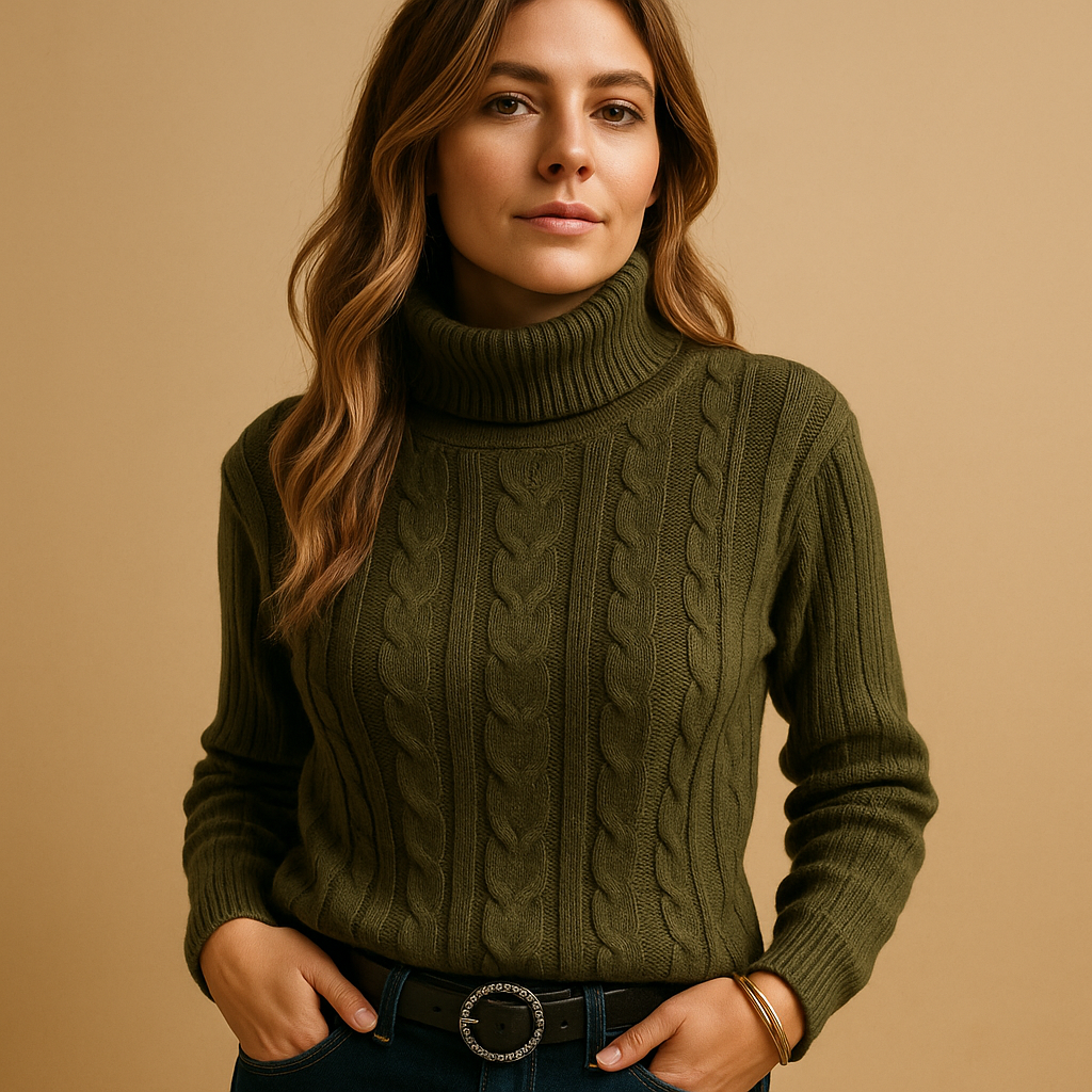 Women’s lightweight turtleneck sweater with relaxed fit and minimalist design. Soft breathable fabric, perfect for casual or work outfits.