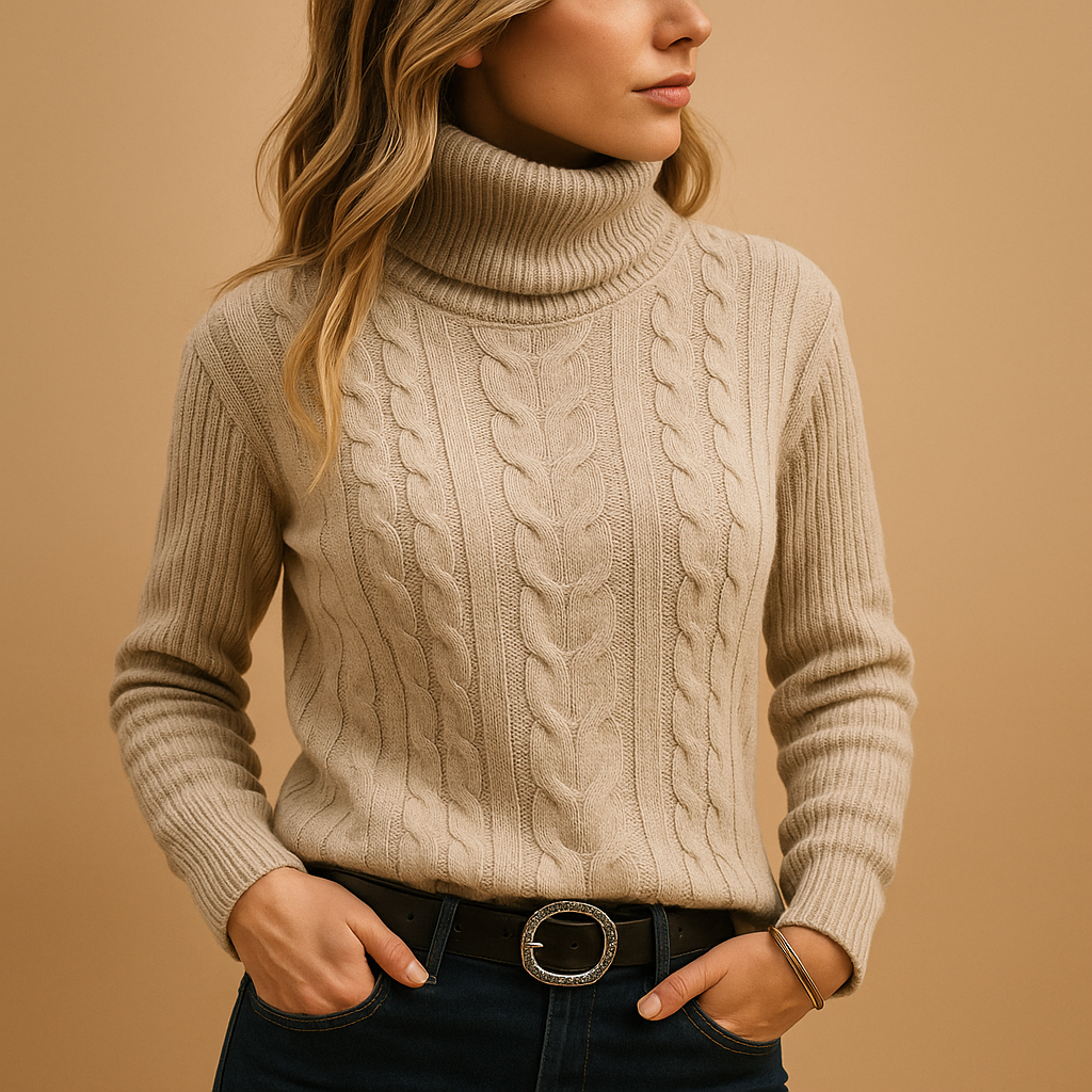 Women’s lightweight turtleneck sweater with relaxed fit and minimalist design. Soft breathable fabric, perfect for casual or work outfits.