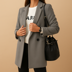 Hannah long elegant jacket for women with flattering cut, classic silhouette, and refined details. Available in versatile neutral tones for all seasons.