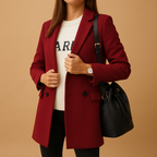 Hannah long elegant jacket for women with flattering cut, classic silhouette, and refined details. Available in versatile neutral tones for all seasons.