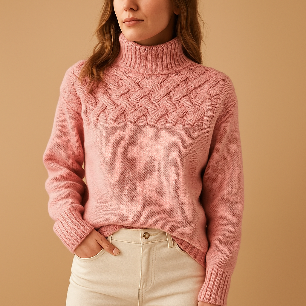 Women’s long knitted turtleneck sweater with flattering fit and soft cozy design, perfect for casual or elegant autumn and winter outfits.