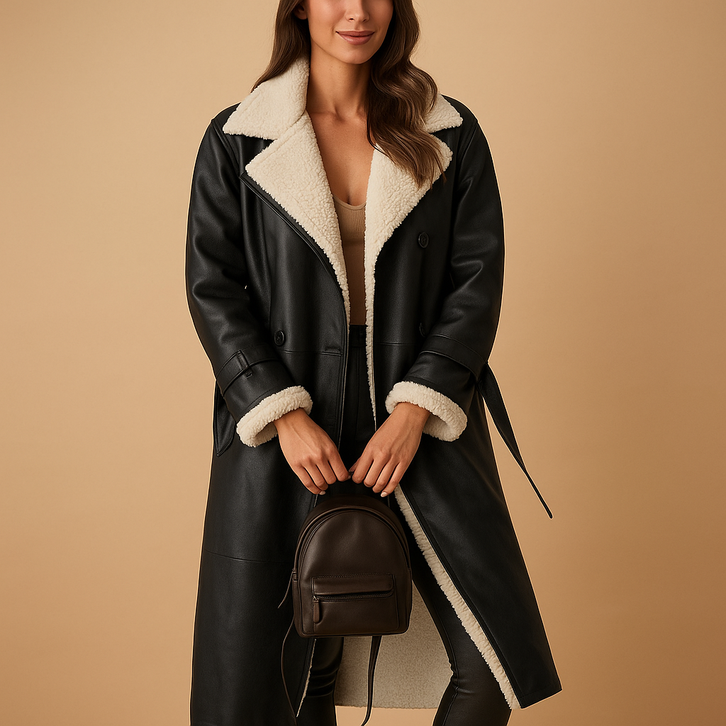 Women’s long quilted winter coat with warm lining, available in black, khaki, apricot, and brown. Elegant design with zipper and button closure.