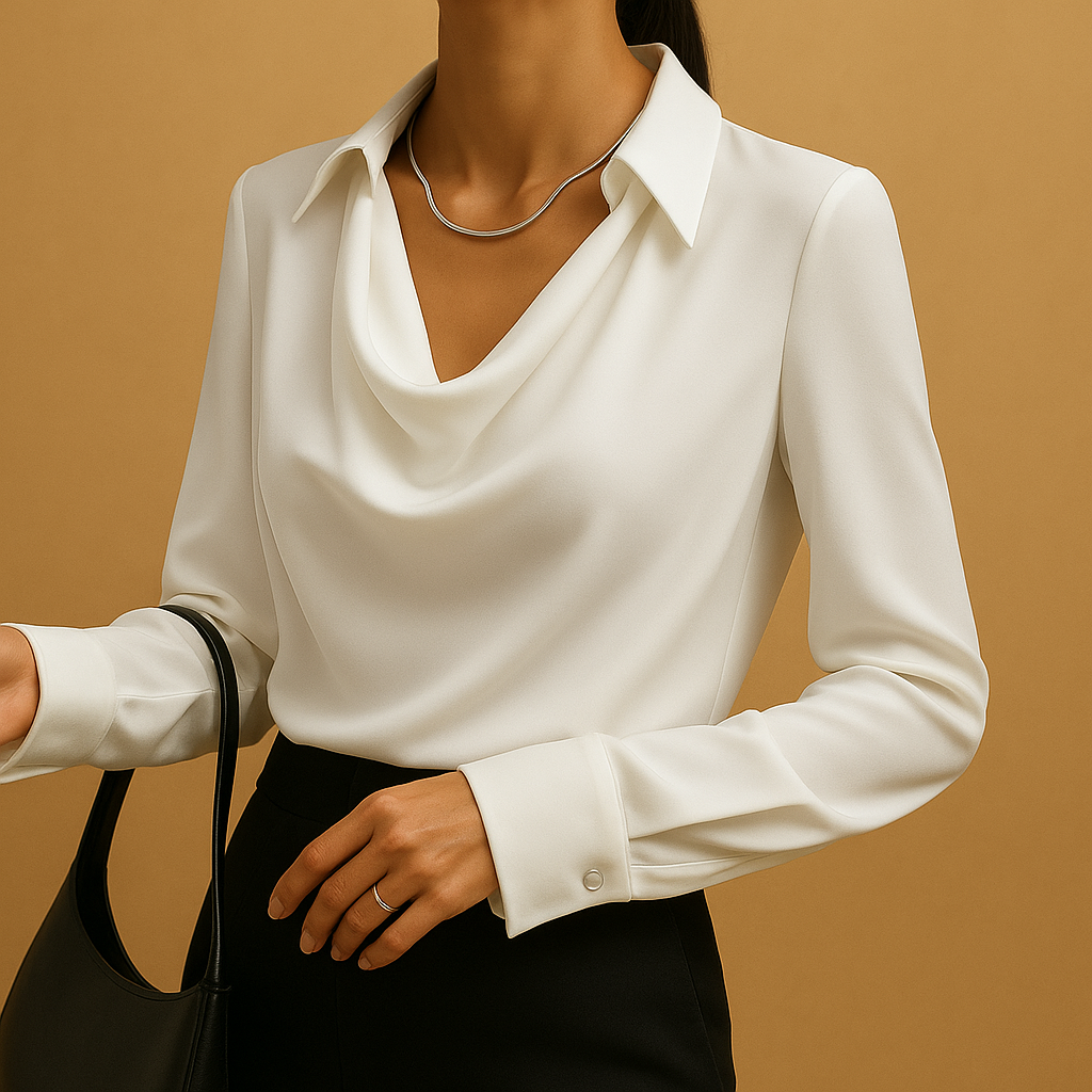 Elegant long sleeve blouse for women with a tailored fit and refined design, perfect for work, formal events, or casual wear.