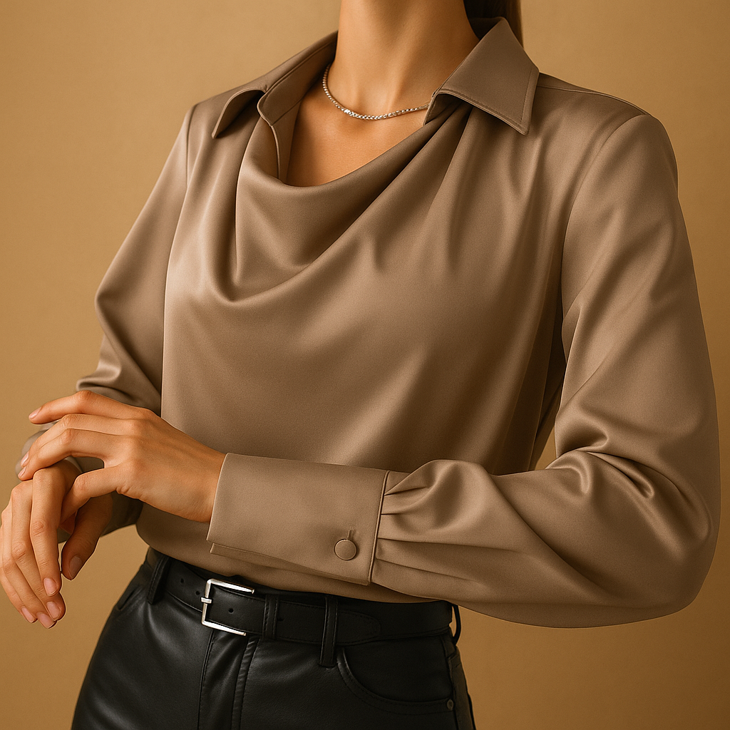 Elegant long sleeve blouse for women with a tailored fit and refined design, perfect for work, formal events, or casual wear.