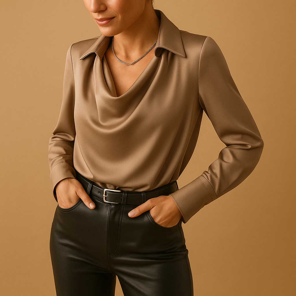 Elegant long sleeve blouse for women with a tailored fit and refined design, perfect for work, formal events, or casual wear.