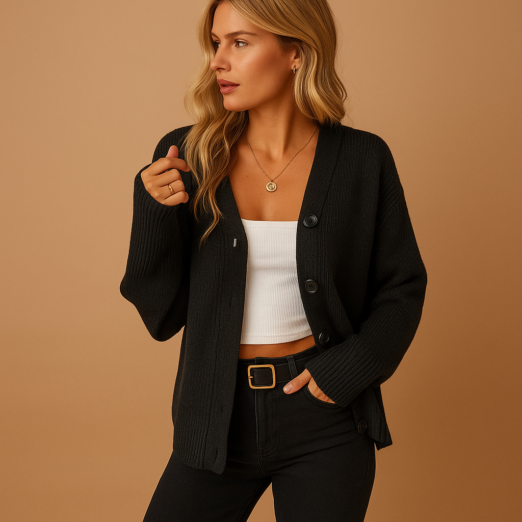 Loose open front cardigan for women in classic colors with a relaxed fit, perfect for layering over jeans, skirts, or dresses for casual or refined outfits.