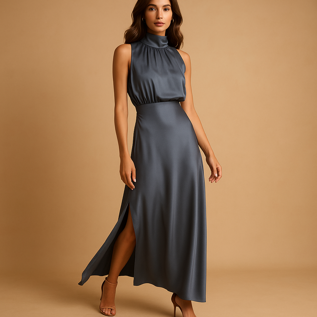 Maxi dress with slit for women named Celeste, with a flattering fit and breathable fabric, available in multiple colors, perfect for summer or special occasions.