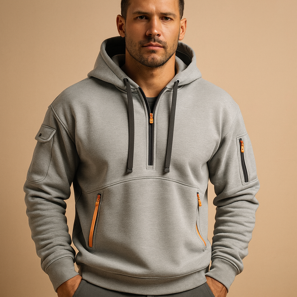 Men’s modern hooded sweatshirt with a soft fabric, comfortable fit, and versatile color options, perfect for everyday casual and sporty wear.