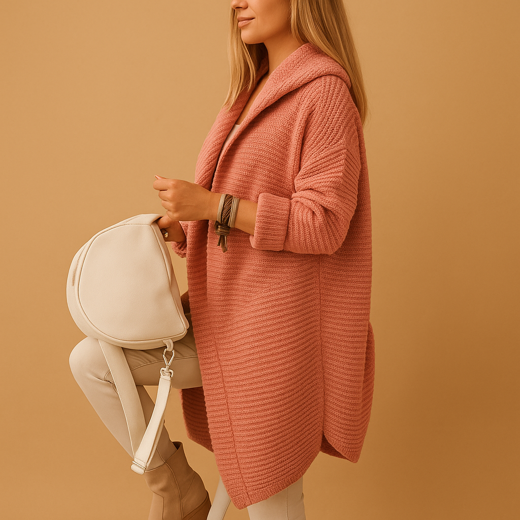 Women’s open cardigan vest in breathable fabric with light oversized fit, casual open design, and timeless style, available in beige, black, grey, and blue.