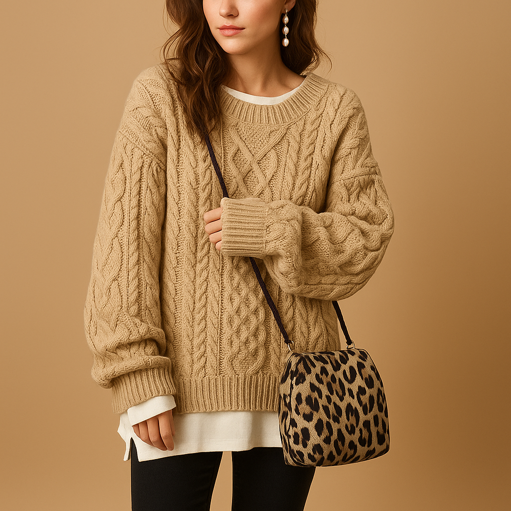 Women’s oversized chunky knit sweater with dropped shoulders, long sleeves, and soft breathable fabric. Perfect for winter layering and casual outfits.