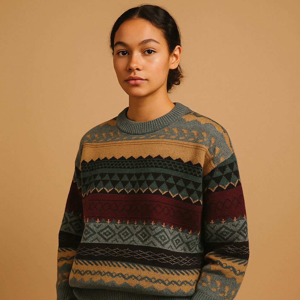 Women’s oversized knitted sweater in gray and khaki with soft knit fabric and relaxed feminine fit, perfect for casual or cozy wear.