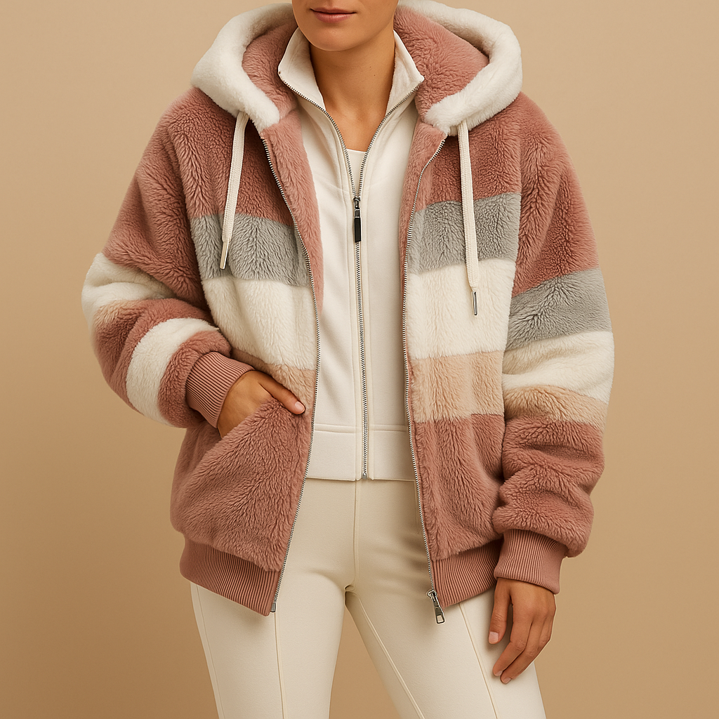 Women’s oversized vintage knitted jacket with relaxed silhouette, side pockets, and soft fabric. Available in six retro-inspired colors for cozy winter wear.