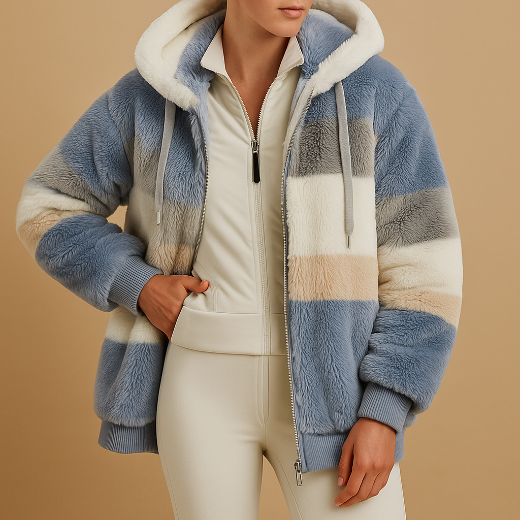 Women’s oversized vintage knitted jacket with relaxed silhouette, side pockets, and soft fabric. Available in six retro-inspired colors for cozy winter wear.
