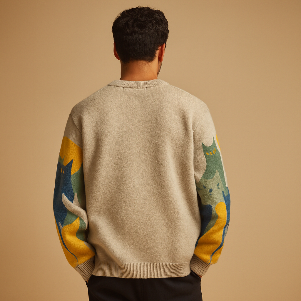 Men’s oversized warm sweater with soft fabric and a modern timeless design, ideal for autumn and winter wear.