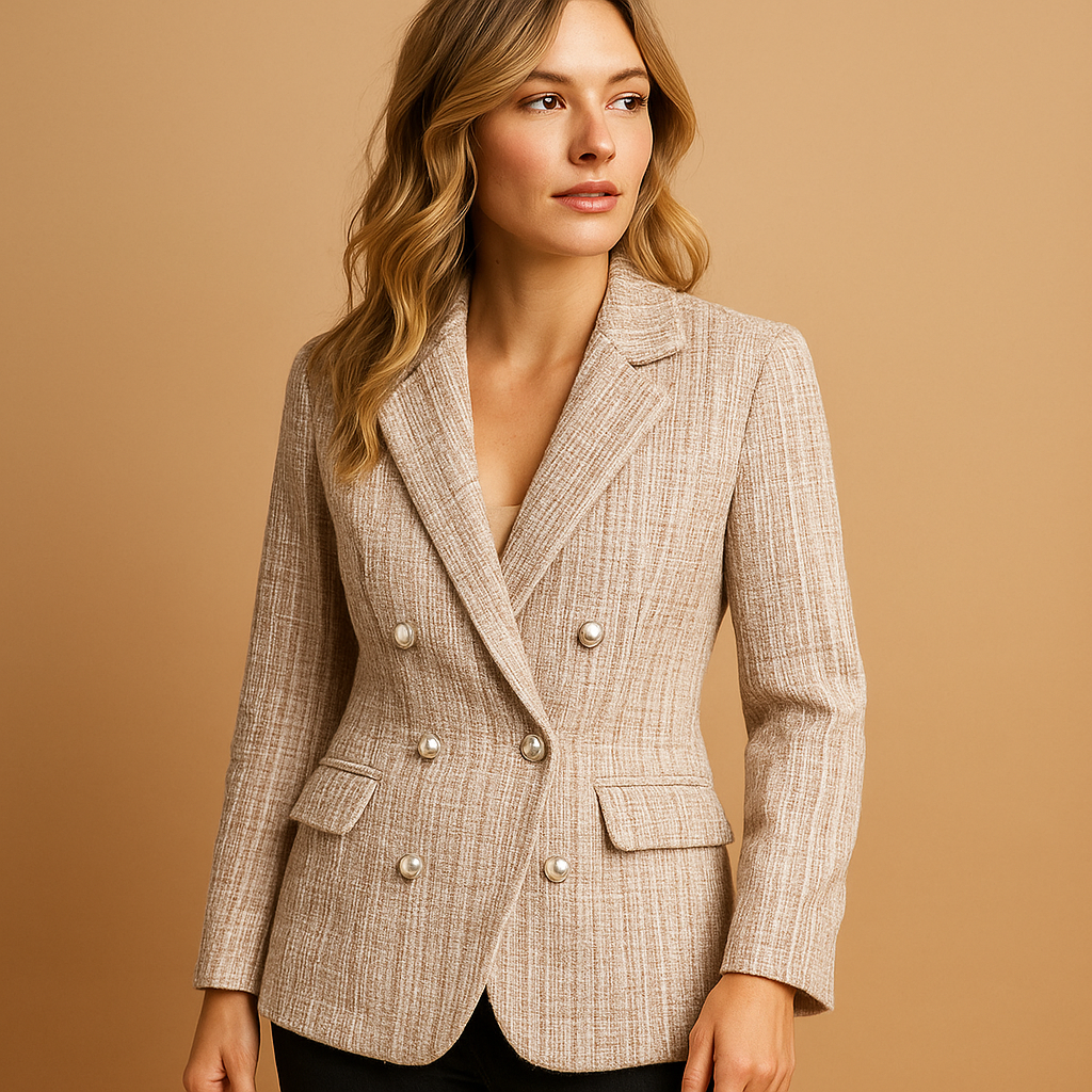 Women’s plaid tailored blazer with a flattering fit and luxury fabric blend, ideal for work, formal outfits and casual chic looks.