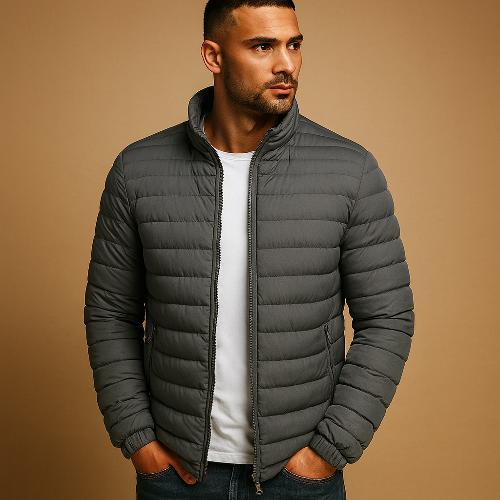 Men’s quilted summer jacket with lightweight design and casual modern style, perfect for spring and summer outfits.