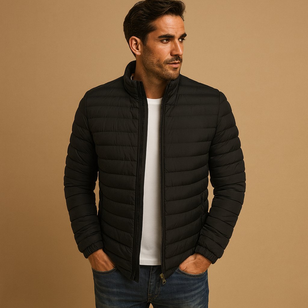 Men’s quilted summer jacket with lightweight design and casual modern style, perfect for spring and summer outfits.
