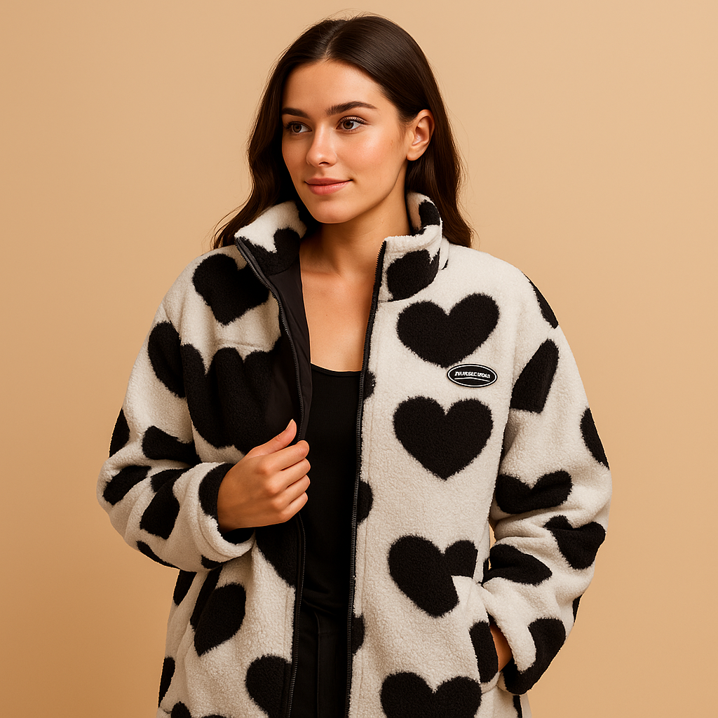 Reversible winter coat for women with a sleek silhouette, offering two stylish color options for elegant and casual winter looks.