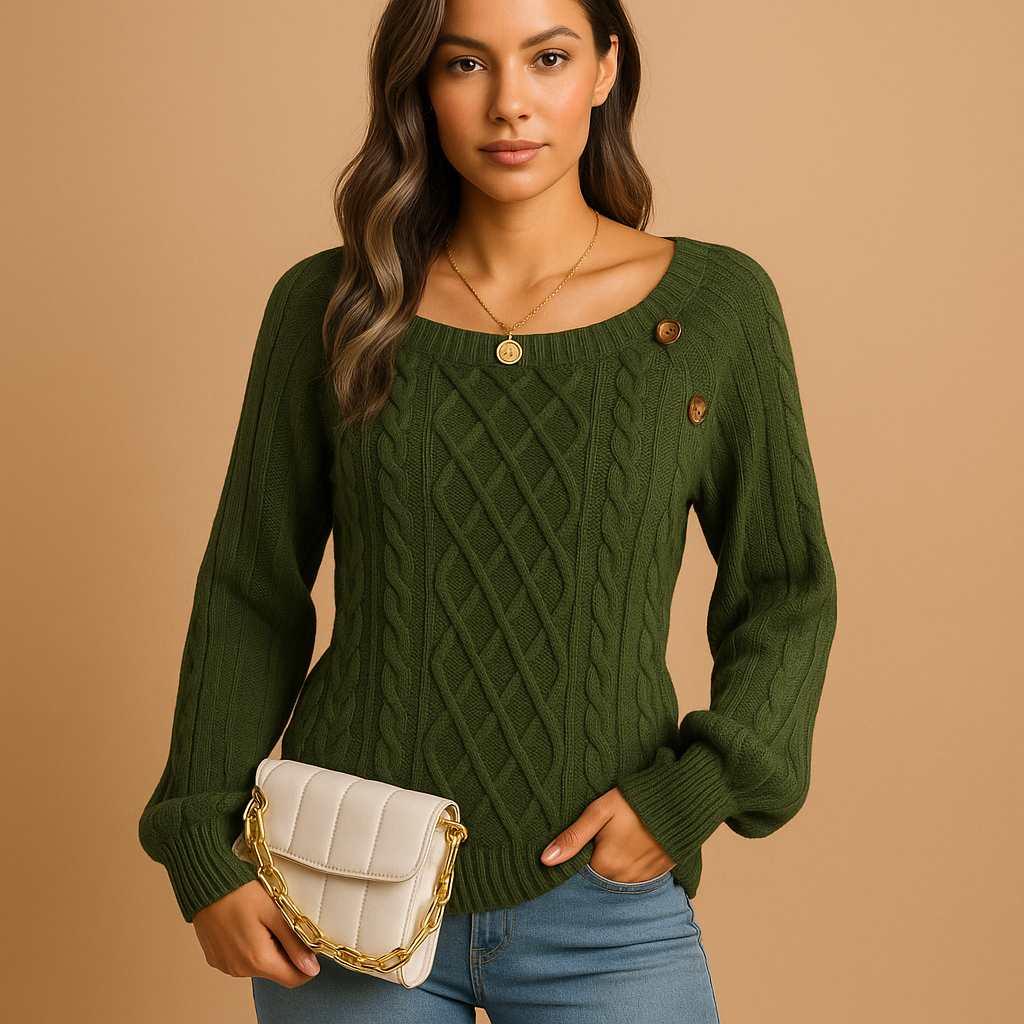 Women’s ribbed knit sweater with soft stretchy fit, long sleeves, and neutral tones, perfect for autumn, winter, and layering outfits.