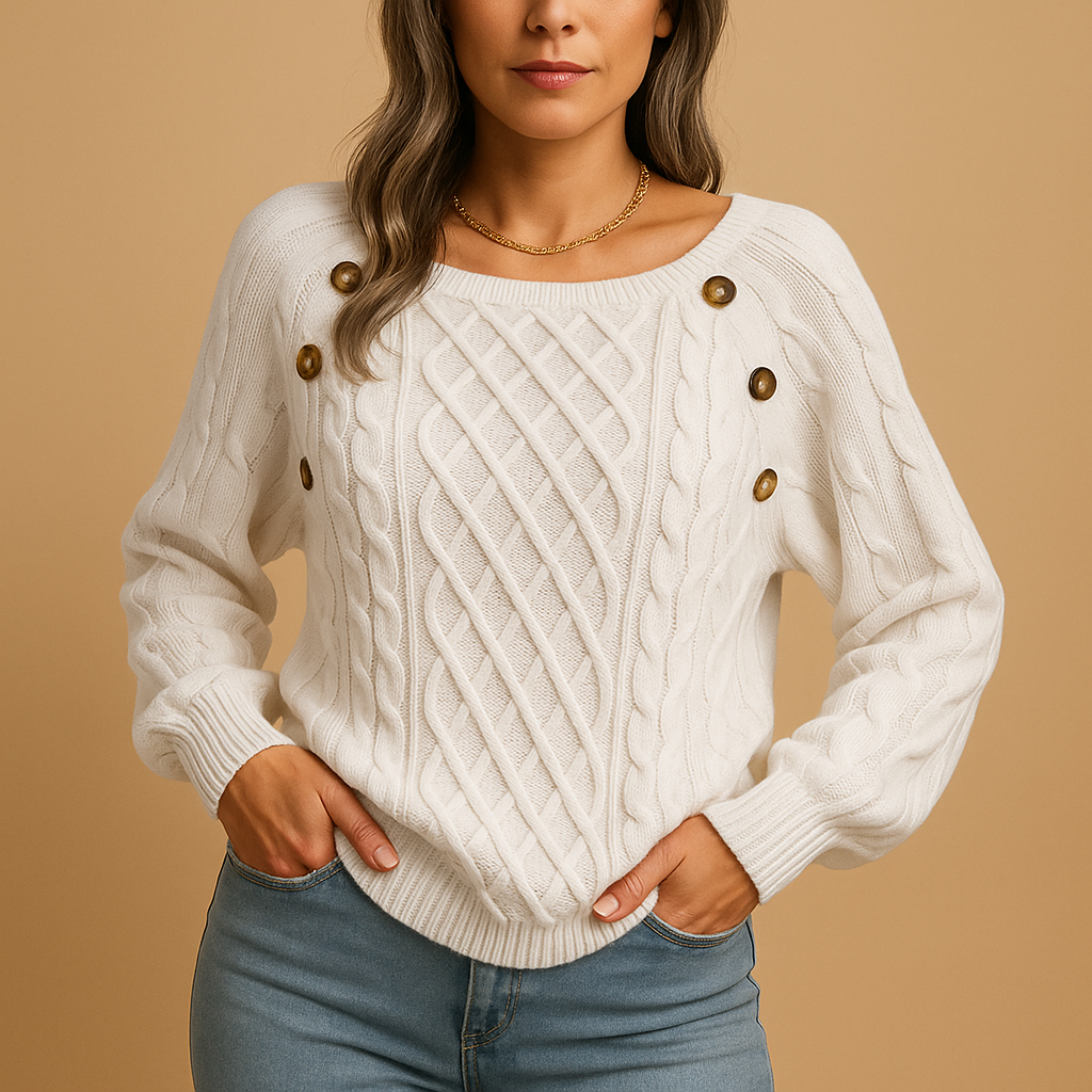 Women’s ribbed knit sweater with soft stretchy fit, long sleeves, and neutral tones, perfect for autumn, winter, and layering outfits.